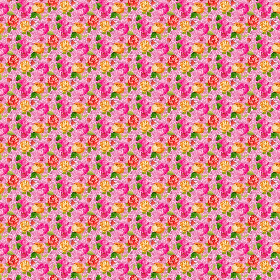 Vaessen Creative • CoCo-ton katoen stof 45x50cm so cute roze bloemen motief