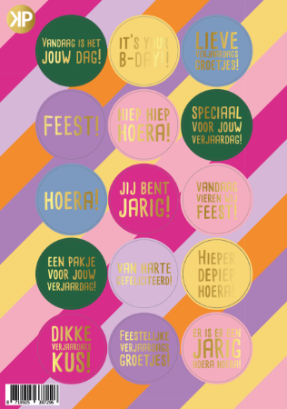 A5-stickervel Funky Feest met diverse feestelijke stickers en luxe goudfolie